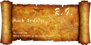 Rack Irén névjegykártya